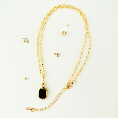 Clear Glass Bead Pendant Necklace - 3 Chain Styles Available