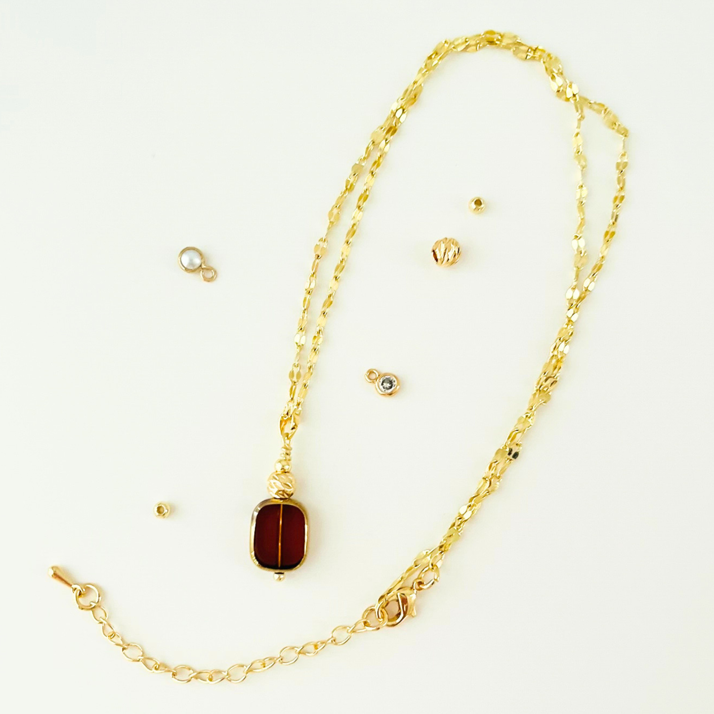 Smoked Glass Bead Pendant Necklace - 3 Chain Styles Available