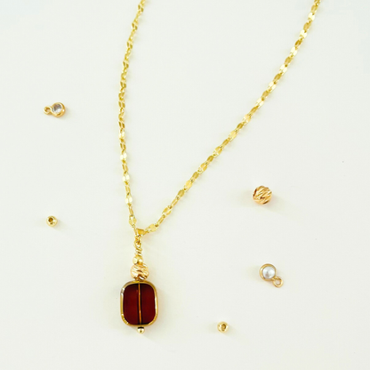 Smoked Glass Bead Pendant Necklace - 3 Chain Styles Available