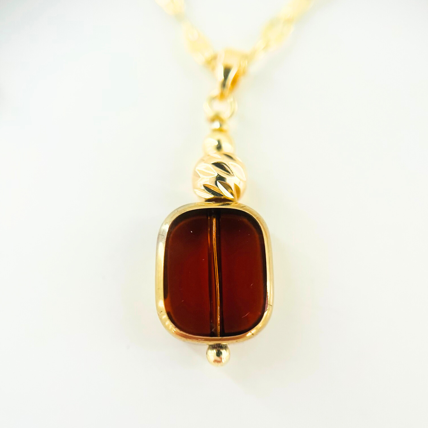 Smoked Glass Bead Pendant Necklace - 3 Chain Styles Available