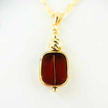 Smoked Glass Bead Pendant Necklace - 3 Chain Styles Available