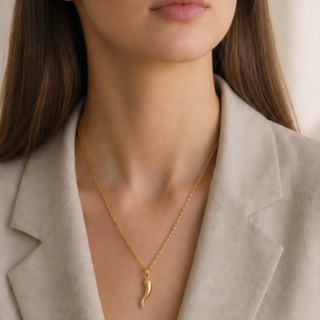 Chilli Pendant Necklace | Water-Resistant Good Luck Charm Gold Gold Plated Necklace