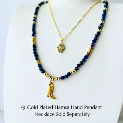 Lapis Lazuli Gemstone Necklace | Gold Plated boots Pendant Gemstone Necklace