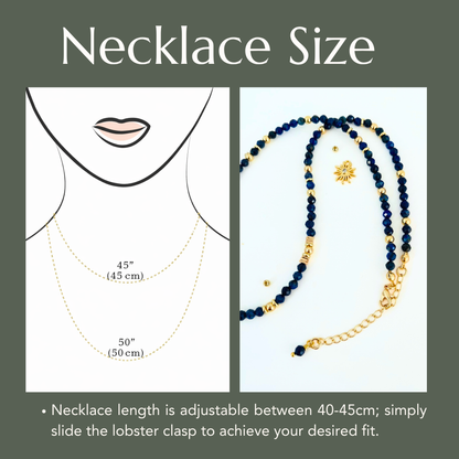 Loyal Blue Lapis Lazuli Gemstone Necklace | Vintage Gold Plated Pendant with Inset Stone Gemstone Necklace