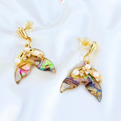 Mermaid earrings ocean jewelry handmade sea earrings dangle gold mermaid jewelry mermaid party birthday gift mermaid pendant