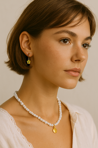 November Birthstone Star Hoop Earrings - Citrine Yellow CZ, Personalized Gold Plated