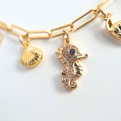 Sea Bracelet Ocean Charm Shell Pearl Friendship Bracelet Girl Gift For Mother Beach Jewelry Women Gold Plated Jewellery Girlfriend Present