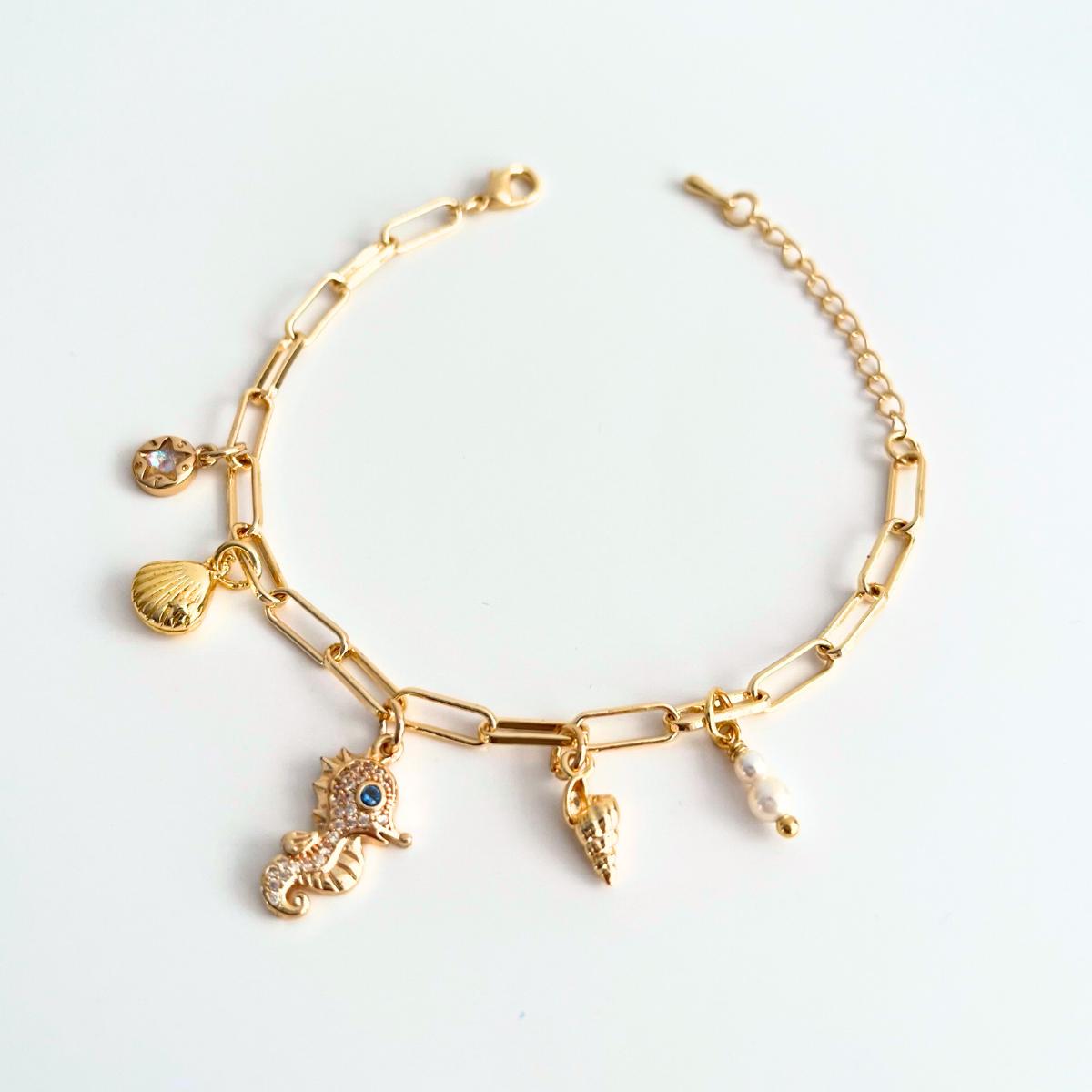 Sea Bracelet Ocean Charm Shell Pearl Friendship Bracelet Girl Gift For Mother Beach Jewelry Women Gold Plated Jewellery Girlfriend Present