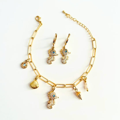 Sea Bracelet Ocean Charm Shell Pearl Friendship Bracelet Girl Gift For Mother Beach Jewelry Women Gold Plated Jewellery Girlfriend Present