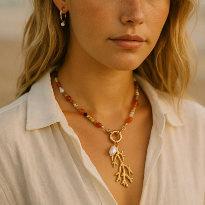 Crazy Lace Agate & Yellow Aventurine Natural Gemstone Necklace | Interchangeable Clasp