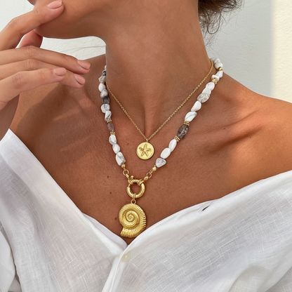 Ocean Treasures | 14K Gold Plated Nautilus Shell Charm | Interchangeable Pendant