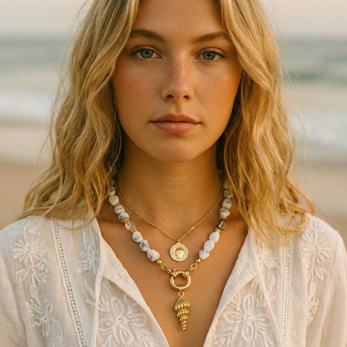 14K Gold Plated Tower Shell Charm Pendant Ocean Treasures - Interchangeable Pendant