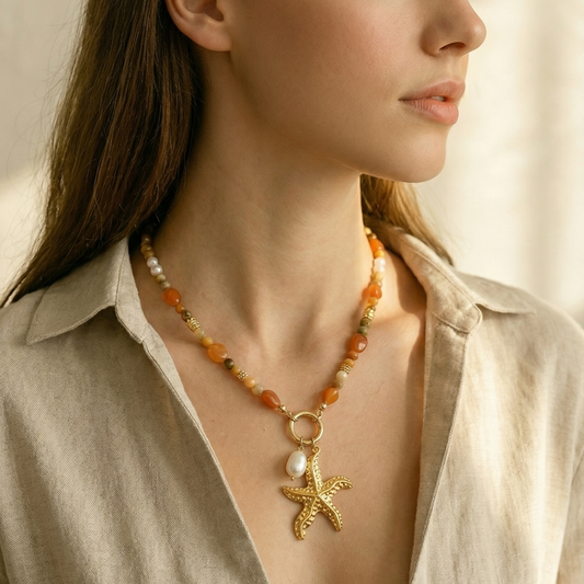Crazy Lace Agate & Yellow Aventurine Natural Gemstone Necklace | Interchangeable Clasp Gemstone Necklace