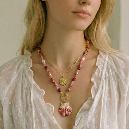 Natural Scallop Shell Pendant | Gold Edged Charm Pendant