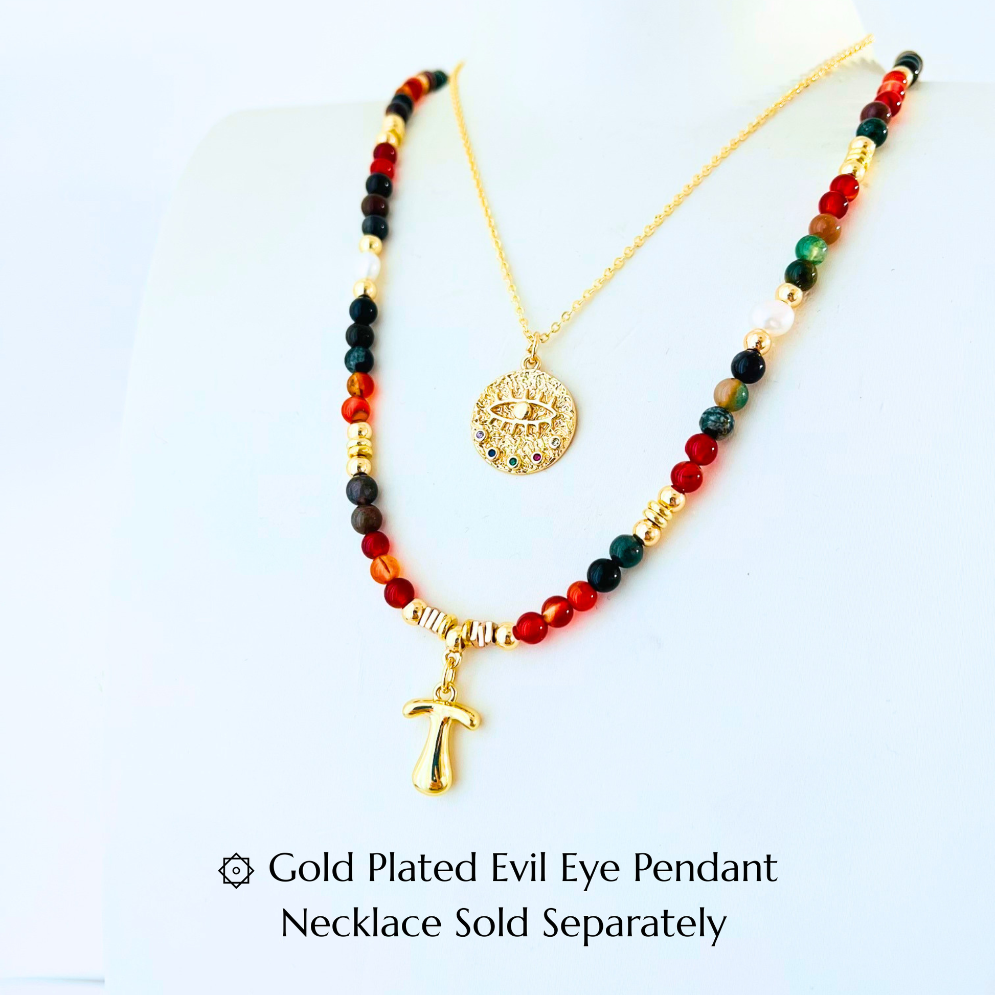 Indian agent gemstone with Carnelian Gemstone Necklace Customizable Bubble Letter Pendant Initial Charm Gemstone Necklace