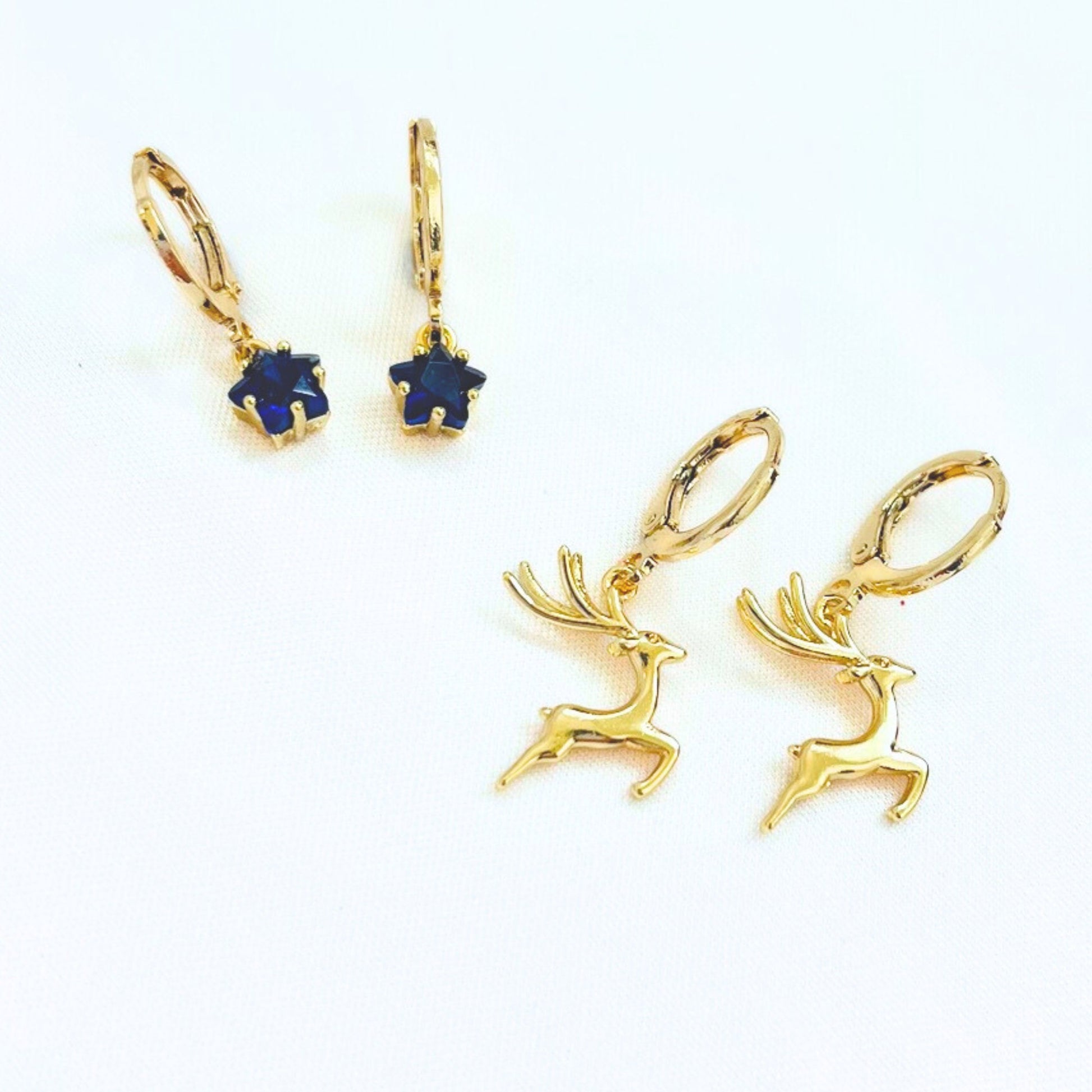 Christmas earrings Christmas hoop earrings winter snowflake hoops reindeer pendant earrings pinecone earrings gold Christmas gift for women