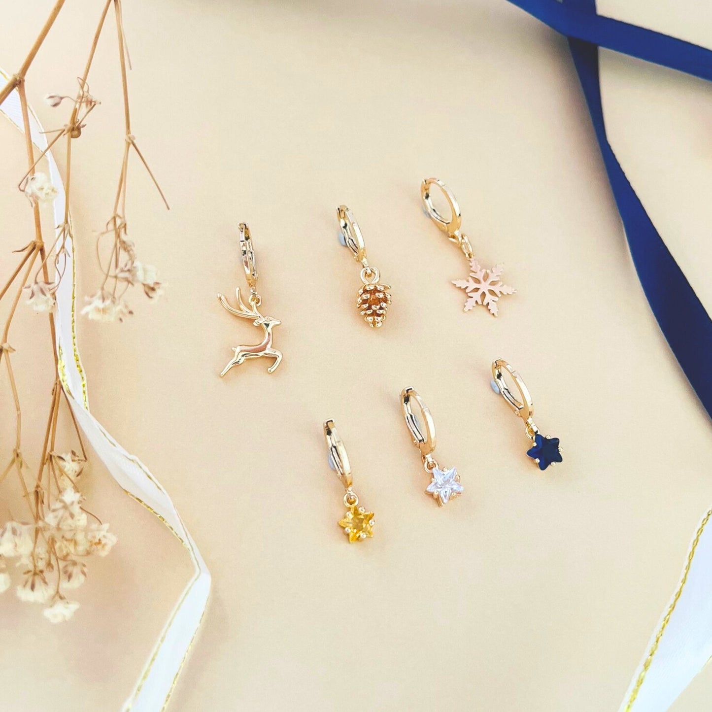 Christmas earrings, hoops earrings, Christmas gift for women, Christmas jewelry gifts,  jewelry gifts for girls, Christmas gift, hoop earrings set, multiple piercings,ear piercings set, star earrings, Gemstone Earrings, hoops earrings with charm