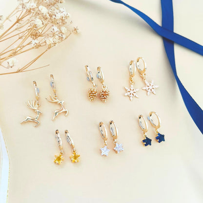 Christmas earrings, hoops earrings, Christmas gift for women, Christmas jewelry gifts,  jewelry gifts for girls, Christmas gift, hoop earrings set, multiple piercings,ear piercings set, star earrings, Gemstone Earrings, hoops earrings with charm