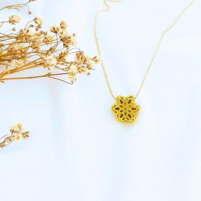 Gold Plated Snowflake Necklace Winter Jewelry Birthday Gift for Niece Thoughtful Present for Sister Dainty Pendant for Mom Delicate Charm