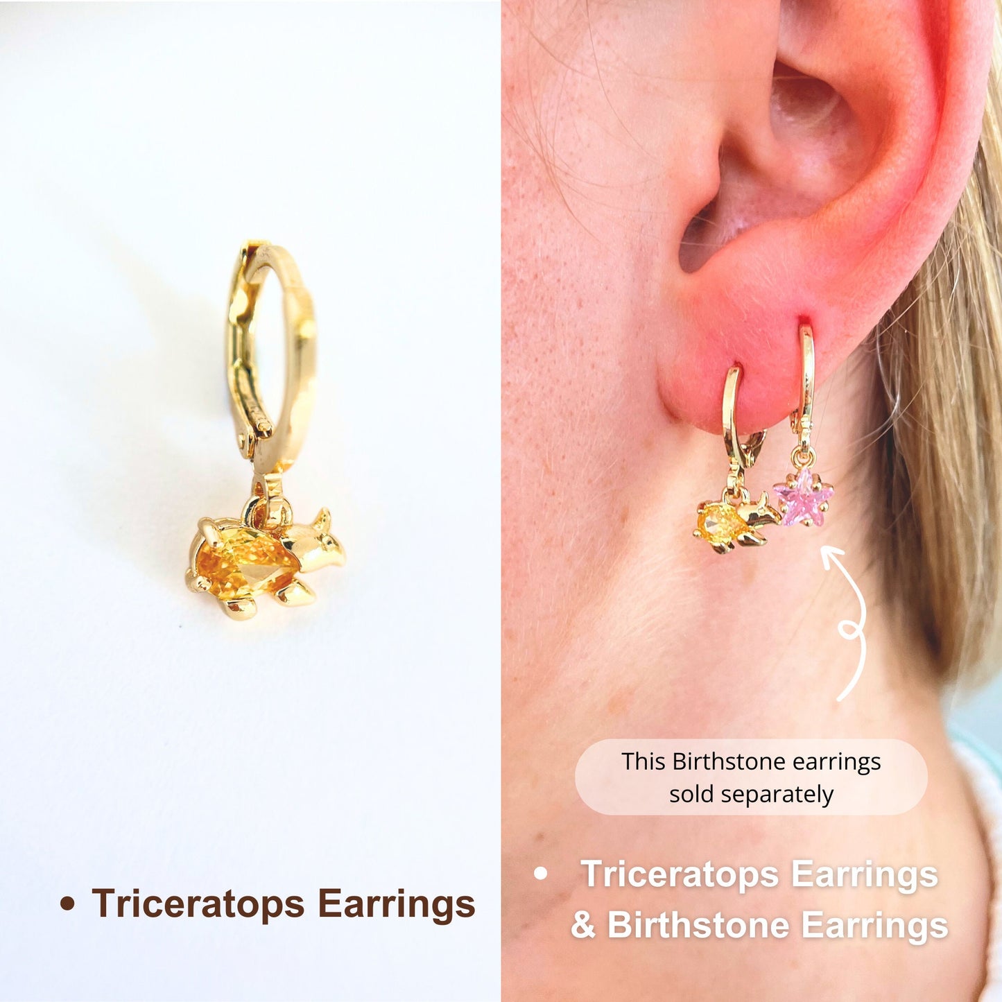 Dinosaur earrings hoop gold Dino earrings t-rex earrings cute girl gift daughter birthday gift kid dinosaur jewelry hoops dangle earrings