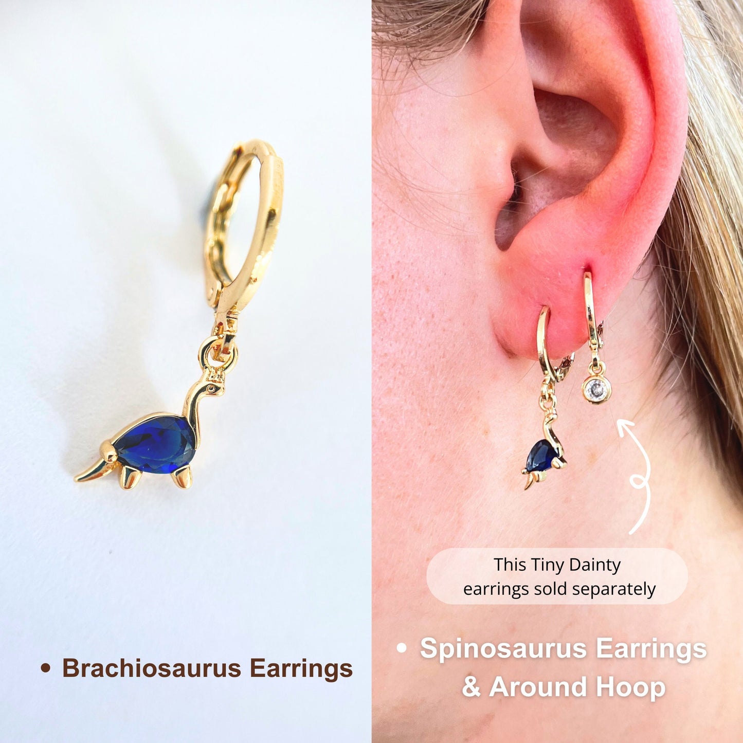 Dinosaur earrings hoop gold Dino earrings t-rex earrings cute girl gift daughter birthday gift kid dinosaur jewelry hoops dangle earrings