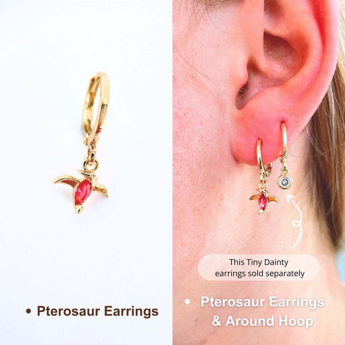 Dinosaur earrings hoop gold Dino earrings t-rex earrings cute girl gift daughter birthday gift kid dinosaur jewelry hoops dangle earrings