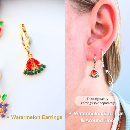 Fruit earrings set cherry earrings strawberry gift for girl hoops gold jewelry birthday gift Botanical earrings daughter gift cute earrings