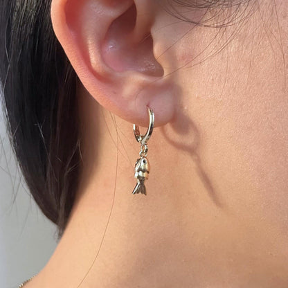 Fish Earrings Animal Jewellery Sealife Ocean Charm Sea Beach Gold Plated Hoop Earrings Girl Birthday Gift Ocean Lover Jewelry BBF Present