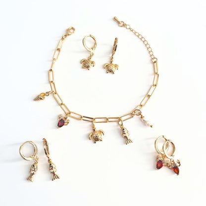 Turtle Earrings Animal Jewellery Sealife Ocean Charm Sea Beach Gold Plated Hoop Earrings Girl Birthday Gift Ocean Lover Jewelry BBF Present