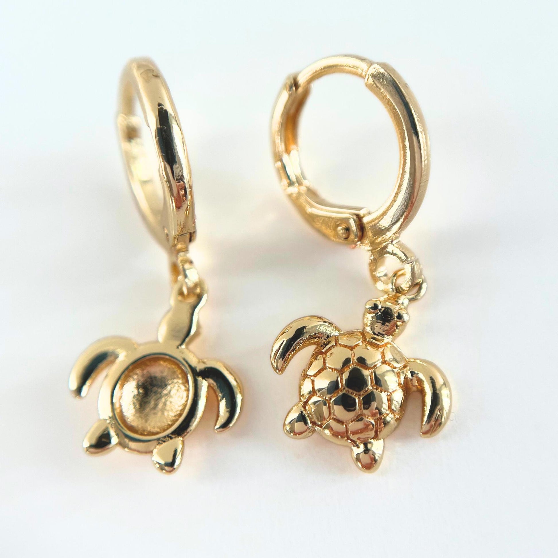 Turtle Earrings Animal Jewellery Sealife Ocean Charm Sea Beach Gold Plated Hoop Earrings Girl Birthday Gift Ocean Lover Jewelry BBF Present