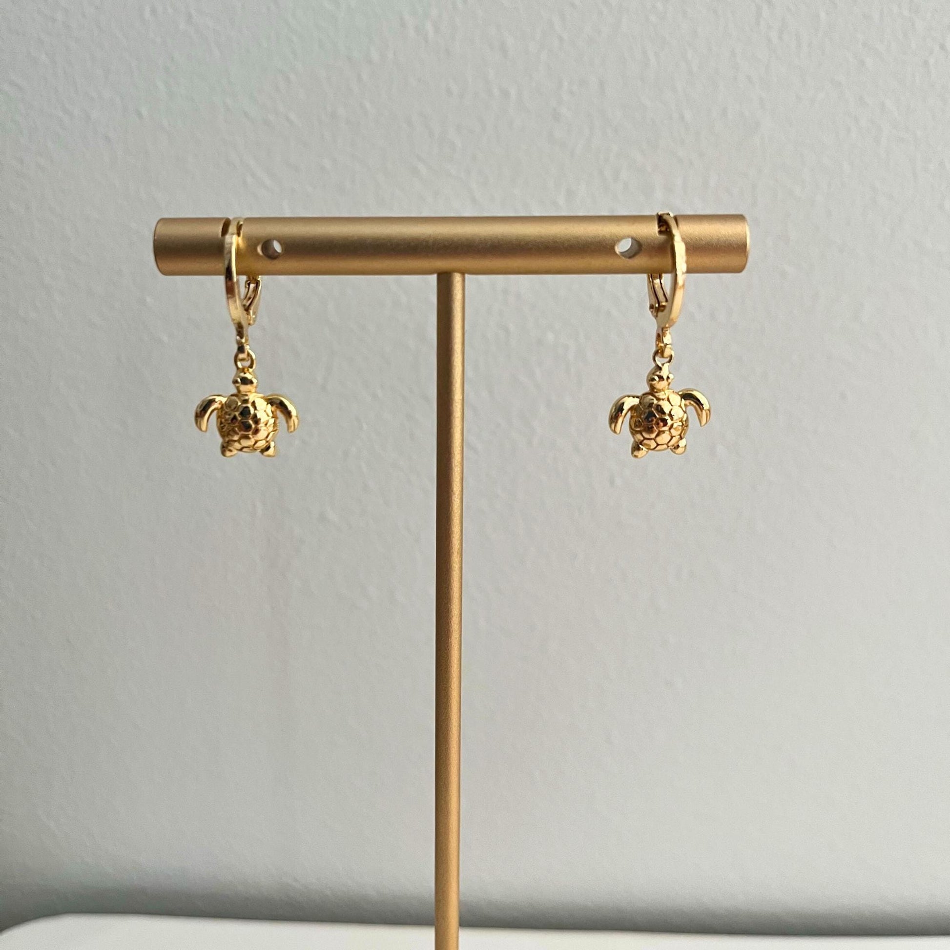Turtle Earrings Animal Jewellery Sealife Ocean Charm Sea Beach Gold Plated Hoop Earrings Girl Birthday Gift Ocean Lover Jewelry BBF Present