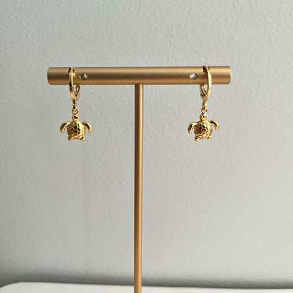 Turtle Earrings Animal Jewellery Sealife Ocean Charm Sea Beach Gold Plated Hoop Earrings Girl Birthday Gift Ocean Lover Jewelry BBF Present