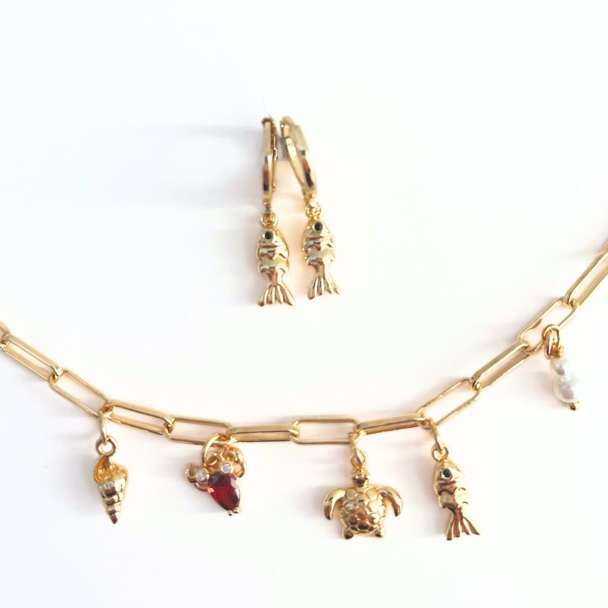 Fish Earrings Animal Jewellery Sealife Ocean Charm Sea Beach Gold Plated Hoop Earrings Girl Birthday Gift Ocean Lover Jewelry BBF Present