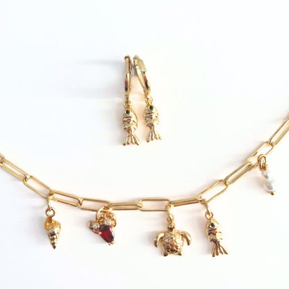 Fish Earrings Animal Jewellery Sealife Ocean Charm Sea Beach Gold Plated Hoop Earrings Girl Birthday Gift Ocean Lover Jewelry BBF Present