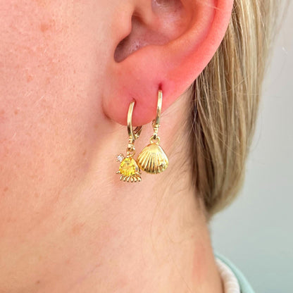 Scallop Earrings Shell Jewellery Sealife Ocean Charm Sea Beach Gold Plated Hoop Earrings Girl Birthday Gift Ocean Lover Jewelry BBF Present