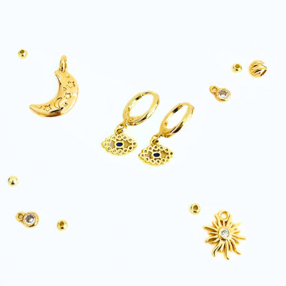 CZ Evil Eye Hoop Earrings for Girls Gold Plated Huggie Earrings Cute Symbol Jewelry Birthday Gift for Daughter Teen Girl Protection Earrings