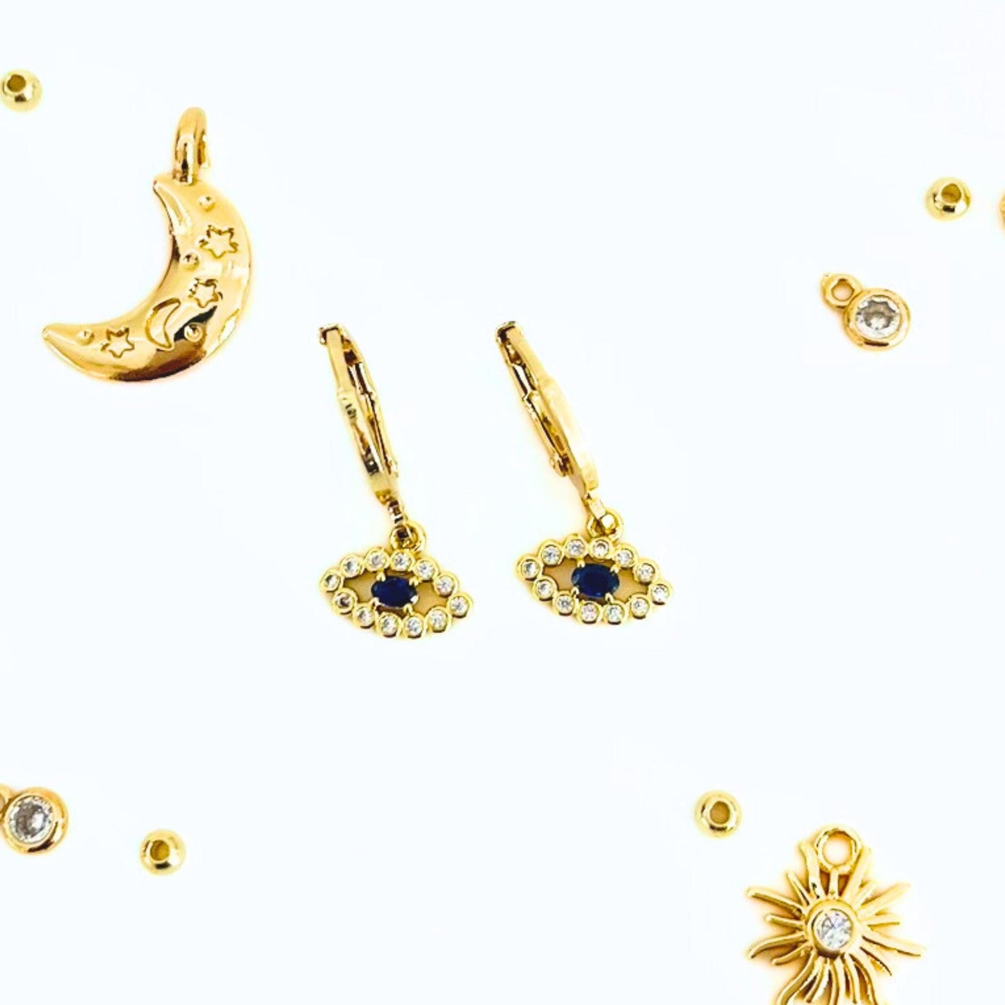 CZ Evil Eye Hoop Earrings for Girls Gold Plated Huggie Earrings Cute Symbol Jewelry Birthday Gift for Daughter Teen Girl Protection Earrings