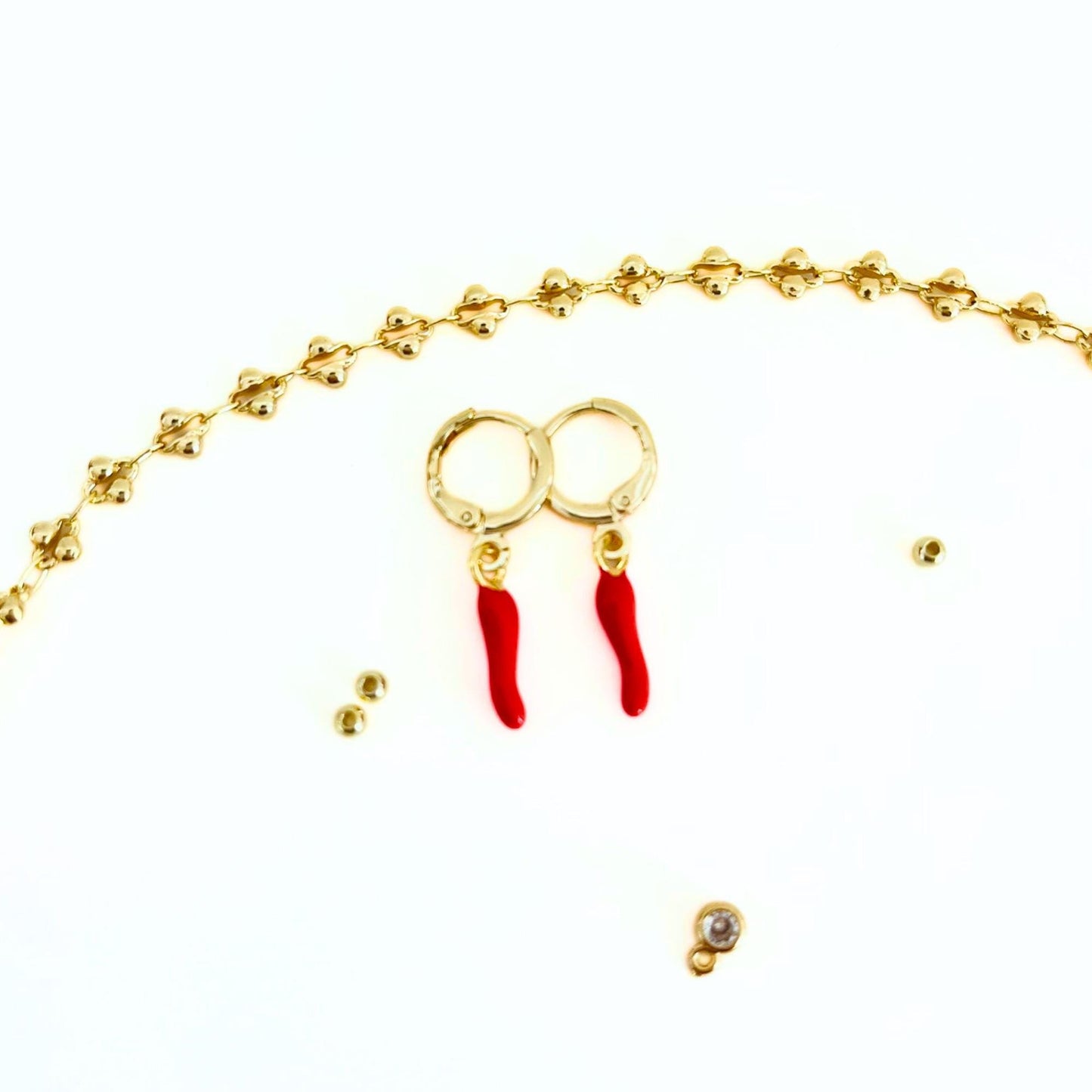 Red Chili Pepper Earrings Gold Plated Hoops Chili Charm Amulet Symbol Jewelry Cornicello Pendant Plant Lover Gift Cottagecore Present Friend