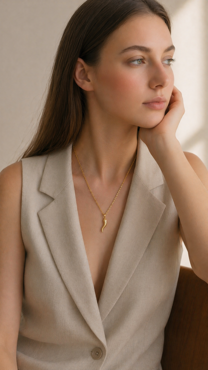 Chilli Pendant Necklace | Water-Resistant Good Luck Charm Gold