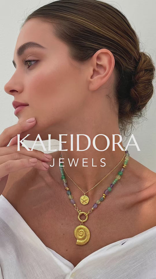 Green Fluorite & Green Aventurine Natural Gemstone Necklace | Gold Plated Interchangeable Clasp