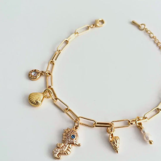 Sea Bracelet Ocean Charm Shell Pearl Friendship Bracelet Girl Gift For Mother Beach Jewelry Women Gold Plated Jewellery Girlfriend Present