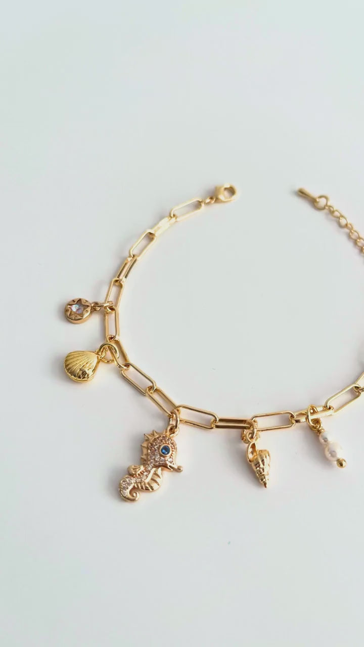 Sea Bracelet Ocean Charm Shell Pearl Friendship Bracelet Girl Gift For Mother Beach Jewelry Women Gold Plated Jewellery Girlfriend Present