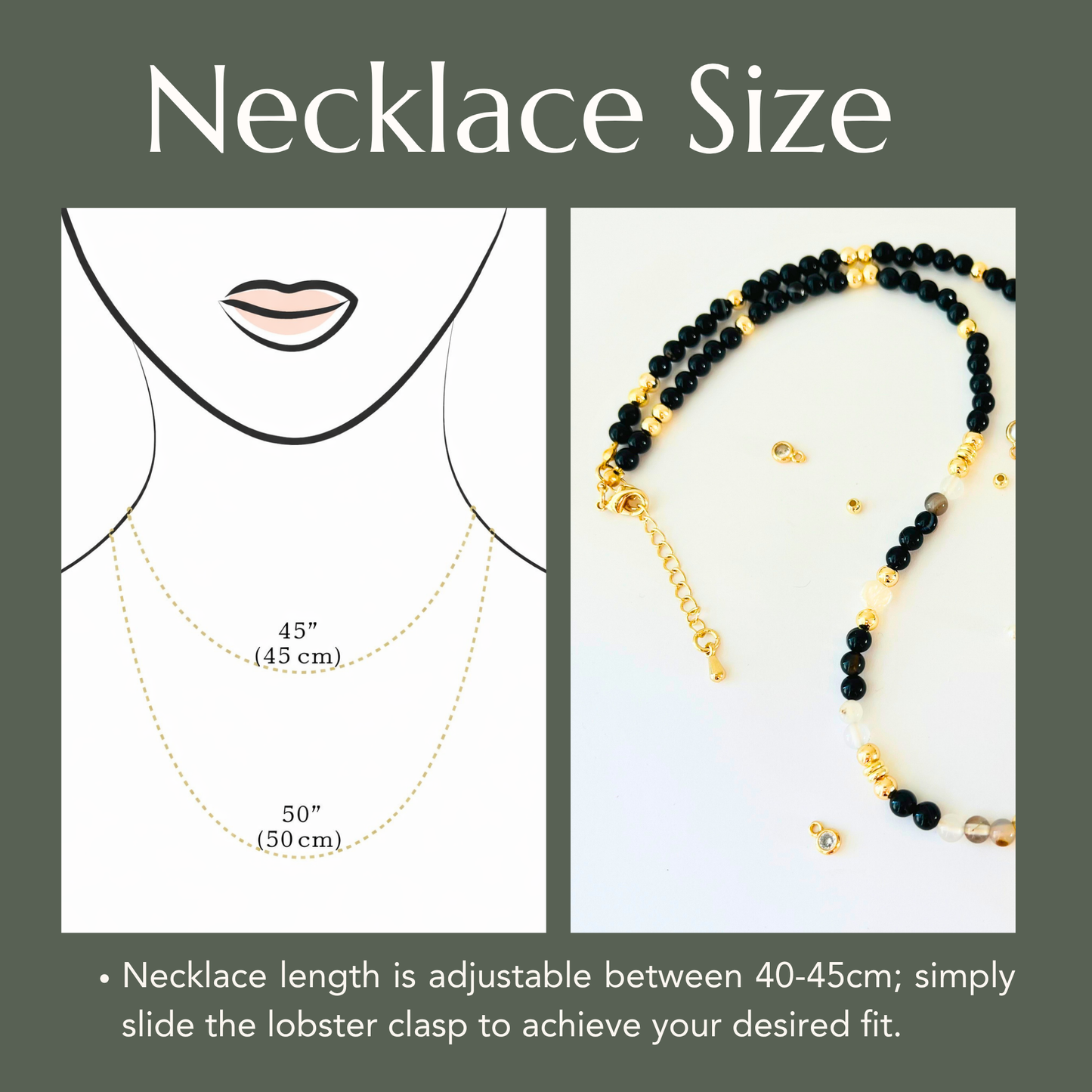 Black & Montana Agate Natural Gemstone Necklace | Gold Plated Heart & Nugget Pearls Gemstone Necklace