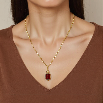 Smoked Glass Bead Pendant Necklace - 3 Chain Styles Available